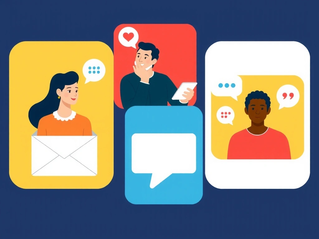 Contact Us illustration with people connecting via various communication methods