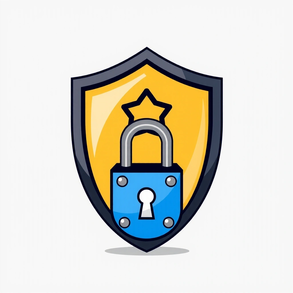 Illustration of a shield and a lock, symbolizing privacy and security.