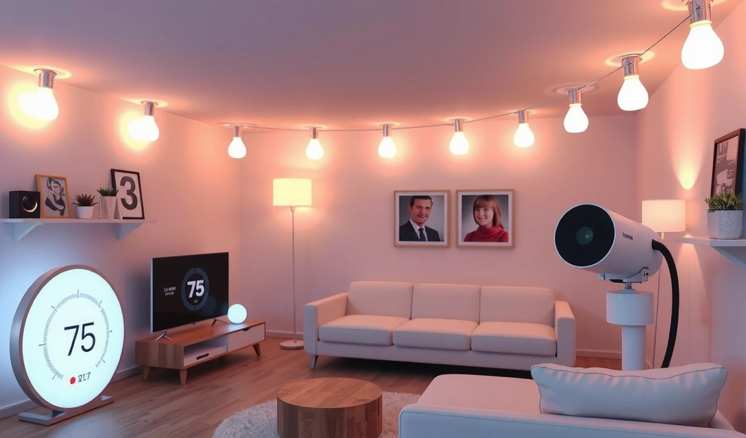 Image of smart home devices connected via a central hub, symbolizing IoT and smart living.