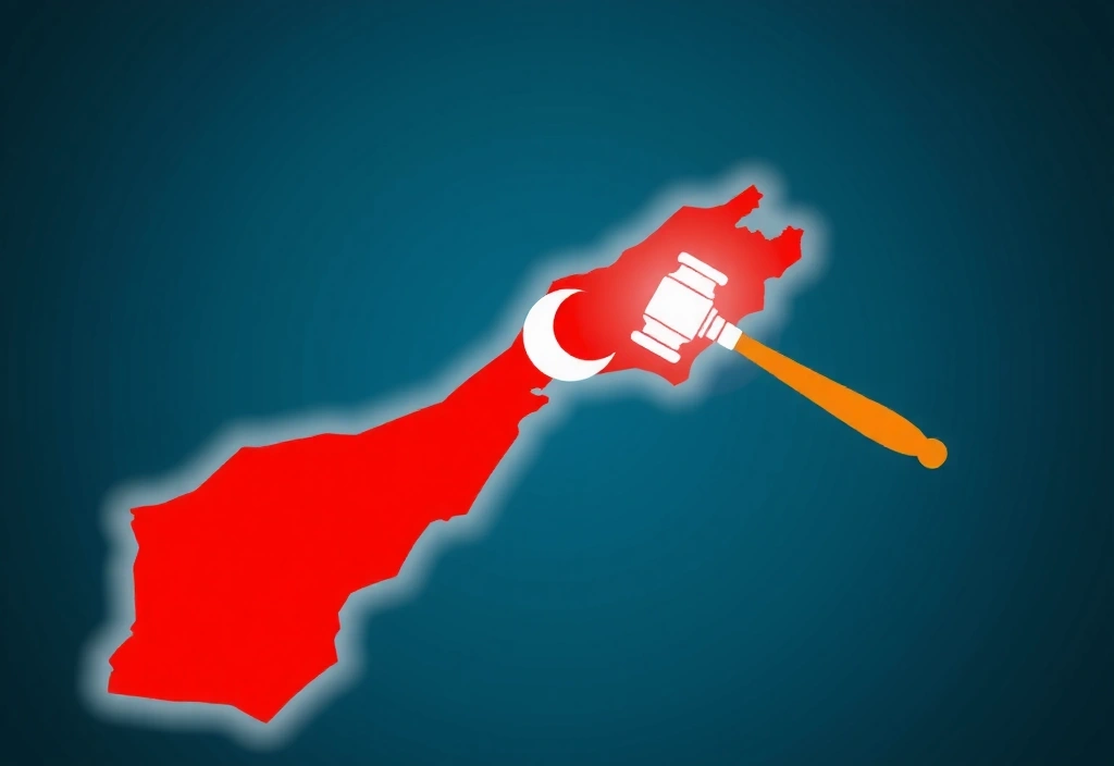 Map of Bahrain with a legal symbol, representing governing law